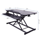 Rocelco 43" Hi-Lift Adjustable Desk Riser - Black-Rear grommet for optional monitor arm. 