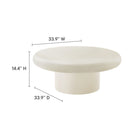 Modway Argos Indoor/Outdoor Patio Concrete Round Coffee Table - White-Solid Concrete Build