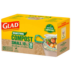Glad Small Compostable Drawstring Bags - Unscented - 10 L - 30 Pack-Green