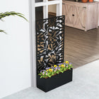 Outsunny Metal Planter Box with 44.5" H Trellis - 24" L x 9" W - Abstract Plant Cut-Outs-Can be mounted on the wall or used freestanding 