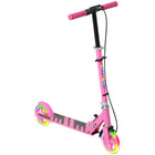 Qaba Folding Lightweight Kick Scooters with Light Up Wheels, 4 Levels Handlebar - Pink-Adjustable handle height caters to growing children 