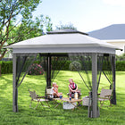 Outsunny 12 ft W x 12 ft L Pop Up Canopy with Mesh - Grey-Oxford fabric protects you from UV without fading in the sun