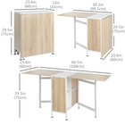 HOMCOM 67" Drop Leaf Folding Dining Table with Storage Shelves for 4 - Oak-Comes with 4 spacious shelves under the desktop for organized storage