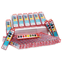 Charles Leonard Semi-Moist WaterColour Paint Set - 8 Colour Oval Pan with Brush - 36 Set-Create amazing works of art with this semi-moist watercolor set