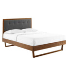 Modway Willow Wood Full Platform Bed with Angular Frame - Walnut Charcoal-Full Platform Bed Frame