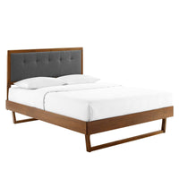 Modway Willow Wood Full Platform Bed with Angular Frame - Walnut Charcoal-Full Platform Bed Frame