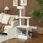 PawHut Cat Tree Litter Box Enclosure with Tower Scratching Posts-3-tier cat tree atop maximizes vertical space for climbing 
