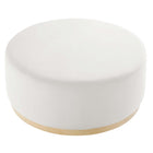 Modway Tilden Large 38" Round Performance Velvet Upholstered Ottoman - Alabaster/Natural-Non-Marking Foot Glides