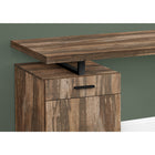 Monarch Specialties 7765 48" Computer Desk - Brown Reclaimed Left/ Right Facing-Drawer handles, desktop support, and sturdy U-shaped metal leg are in a contrasting black finish