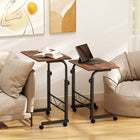 HOMCOM 23.5" Mobile Standing Desk with Adjustable Height - Rustic Brown-Adjustable height can fit different beds and sofas 