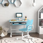 Qaba Kids Desk & Chair Set Height Adjustable with Tilt Desktop - Blue-Curved legs enhance overall balance and support
