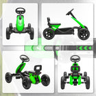 Qaba Kids Pedal Go Kart with Silent EVA Wheels - Green-Ergonomic seat fits children 37.4" -45.3" (95-115 cm) tall for lasting comfort 