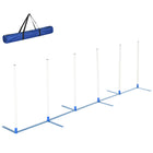 PawHut Adjustable Dog Agility Training Obstacle Set - Blue/White-Benefits both owners and pets, offer a lot of exercise and fun for your pets, perfect for home practice 