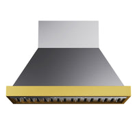 KUCHT KRH48SG 48" 900 CFM Wall Mounted Range Hood - Stainless Steel/Gold-This high-quality 1.0 mm thickness 304-grade stainless steel pro-style range hood will enhance the look of your gourmet kitchen