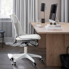 Homy Casa Modern Transparent Backrest Swivel Task Chair with White PU Leather Seat-360° swivel design for flexible movement while working