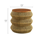 Modway Maris Seagrass and Wood End Table - Walnut Natural-Handwoven Seagrass Base