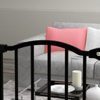 PawHut 29"-34" Pet Gate with Door Pressure Fit Dog Gate for Stairs - Black-Lead free metal frame is solid and strong