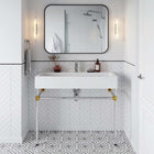 Modway Redeem 40" Silver Stainless Steel Wall-Mount Bathroom Vanity - Silver/White-Stainless Steel Frame