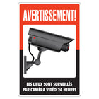 Cosco Surveillance Indoor/Outdoor Security Sign for Doors/Walls - French Text-This surveillance sign features French text to clearly notify French-speaking individuals of monitored areas