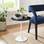 Modway Lippa 20" Round Faux Marble Side Table - White Black-Chip-Resistant Metal Pedestal Base