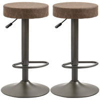 HOMCOM Adjustable Swivel Modern Bar Stools - Brown - 2 Pack-Set of 2 high stools, great for adding style to your spaces
