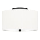 Hudson&Canal Ellis 12" Flush Mount with Fabric Shade - Matte Black/White-Modern and contemporary design for your entryway, foyer, or kitchen