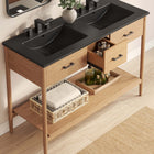 Modway Zaire 48" Double Sink Bathroom Vanity - Natural/Black-Tapered Legs