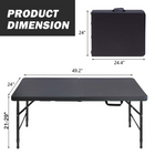 Homy Casa 4 ft Portable Folding Table with 4 adjustable Heights Indoor & Outdoor for Camping - Black-HDPE plastic helps resist stains and daily wear