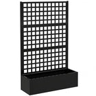 Outsunny Galvanized Metal Planter Box with 70" H Trellis - 43" L x 16" W - Black-Galvanized steel resists rust, deformation, and harsh conditions 