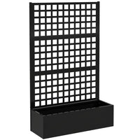 Outsunny Galvanized Metal Planter Box with 70" H Trellis - 43" L x 16" W - Black-Galvanized steel resists rust, deformation, and harsh conditions 