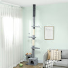 PawHut 87" - 100" Floor-To-Ceiling Cat Tree - Grey-Includes cat bed, multiple platforms and cosy cat condo 