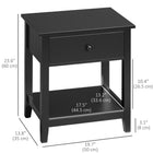 HOMCOM Modern 13.8" Nightstand - Black-Spacious top and lower shelves offer room for decorations and other items