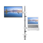 SHOPPINGALL Extra Tall Dual Monitor And Laptop Mount Stand with 31.5 inch Pole for Laptop up to 17" Monitors up to 32" - SA-LH07L-White-10