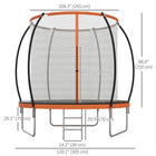 Soozier 10' Trampoline with Enclosure Net & Ladder- The safety pad is inside the net, providing more space for jumping