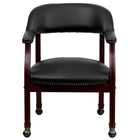 Flash Furniture Vinyl Luxurious Conference Chair with Accent Nail Trim & Casters - Black-Captain's Chair