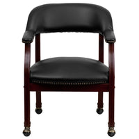 Flash Furniture Vinyl Luxurious Conference Chair with Accent Nail Trim & Casters - Black-Captain's Chair
