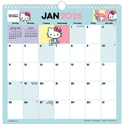 DateWorks 2026 16-Month Spiral Wall Calendar - 12" x 12" - Hello Kitty - English-January 2026 - December 2026