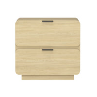 Manhattan Comfort Chrystie 26" Contemporary Modern 2-Drawer Nightstand - Natural-Modern Nightstand for Bedroom and Living Room Use