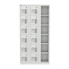 Ceha NH Series 6-Tier Commercial-grade Steel Locker with Front Vents and Recessed Handle - Bank of 3 - Light Grey-Flexible storage solutions to fit your space