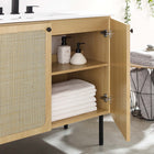 Modway Chaucer 36" Bathroom Vanity - Oak/White-Rattan Weave Doors