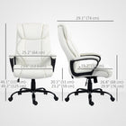 Vinsetto High Back Executive Massage Office Chair with 6-Point Vibration - White-Seat height can be adjusted with the under-seat lever