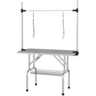 PawHut Adjustable Dog Grooming Table with 2 Safety Slings - Grey-Solid metal frame for reliability and ongoing strength