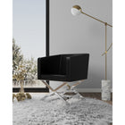 Manhattan Comfort Hollywood 25.6" Contemporary Faux Leather Upholstered Accent Chair - Black and Polished Chrome-Expertly Constructed of Lightweight, Solid Aluminum with Contemporary Polished Chrome Finish Base