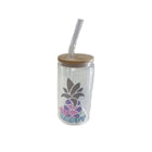 Wamaco Pineapple Mindful Collection Set - Hard Cover Grey Journal, Be Happy Glass with Lid and Straw, Pen-5