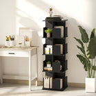 HOMCOM 4 Tier Rotating Bookshelf Tower - Black Wood Grain-Narrow design maximizes storage while occupying minimal floor space