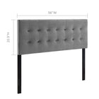 Modway Emily Biscuit Tufted Performance Velvet Full Headboard - Grey-Velvet Polyester Upholstery