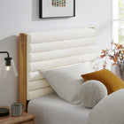 Modway Olea Channel Tufted Boucle Solid Wood Twin Platform Bed - Feather Oak-Solid Wood Frame