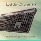 Logitech Signature Slim Solar+ K980 Keyboard - Graphite-No cables, Ever - Never worry about recharge cables or running low on battery power; works out of the box with zero hassle for instant productivity