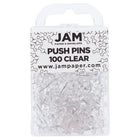 JAM Paper Colourful Push Pins - Clear - 100/Pack - 2 Packs-Plastic Head Thumb Tacks | Colour: Clear