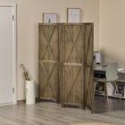 HOMCOM 4 Panel Freestanding Room Divider for Bedroom Office - Brown-Solid paulownia wood with X-shaped farmhouse patterns for solidity and a rustic feeling
